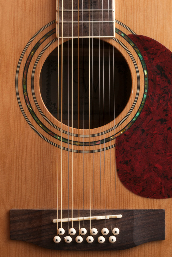 Detail of the Body of a 12-String Guitar, Vertical Shot